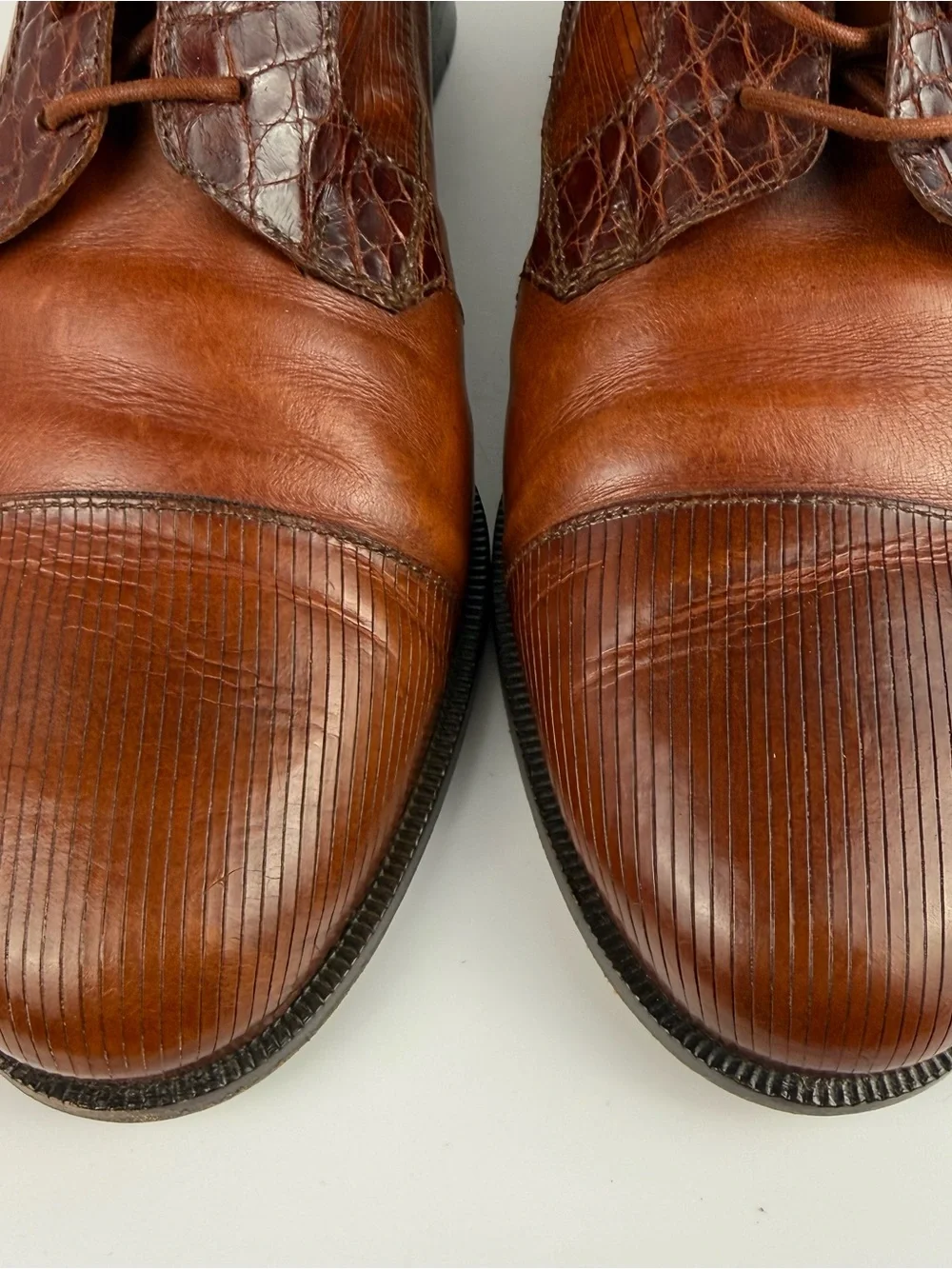 R. Martegani Italy Exotic Leather Alligator  Brown Dress Shoes Mens 10M
